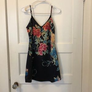 Black floral mini dress